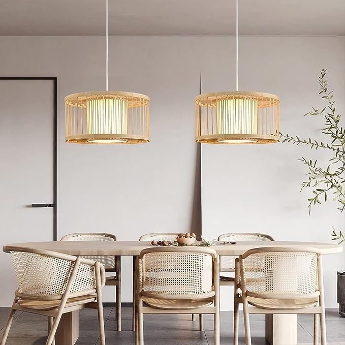 Modern Luxury High Ceiling LED Pendant Light High Quality Rattan Chandelier Home Natural Decorative Hanging Installation Vietnam
