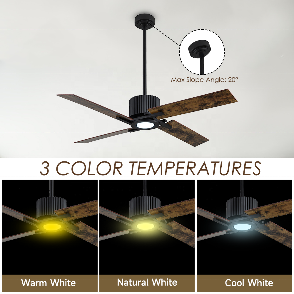 52" ceiling fan with led light and remote control DC home ceiling fan with lamp