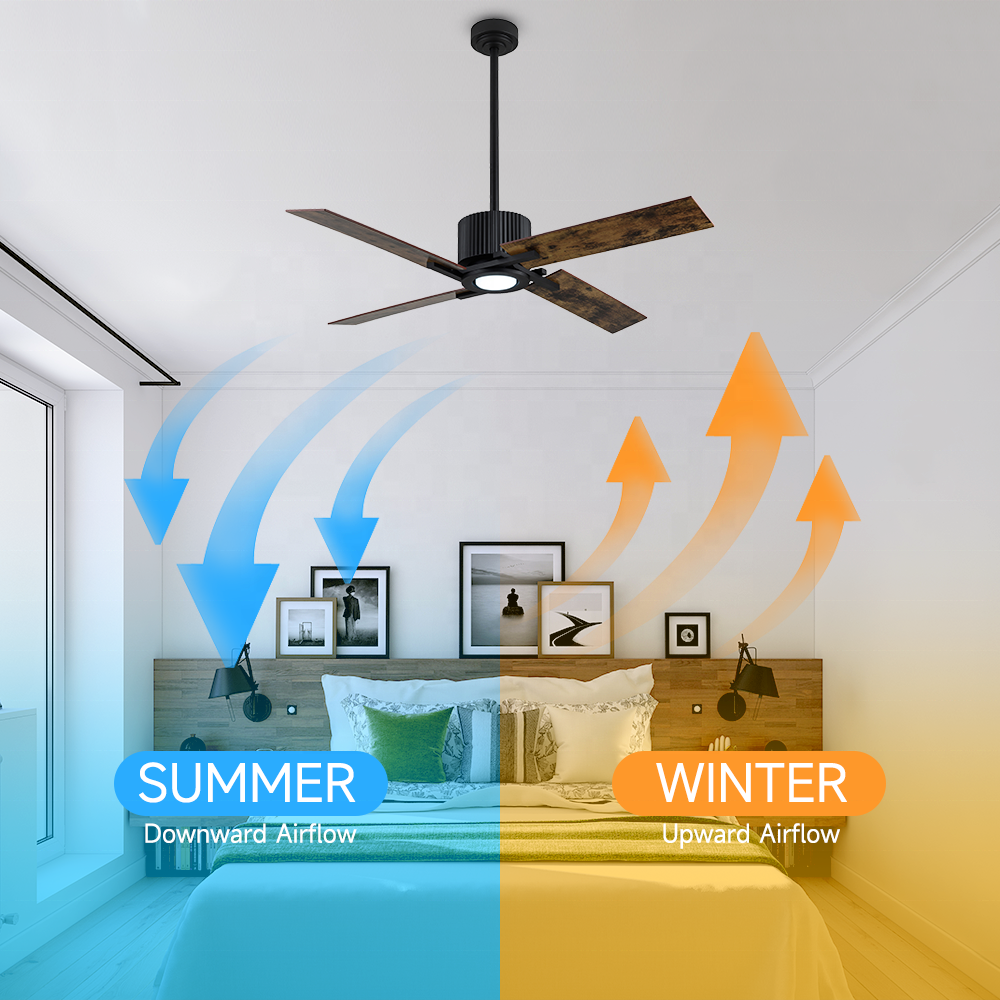 52" ceiling fan with led light and remote control DC home ceiling fan with lamp