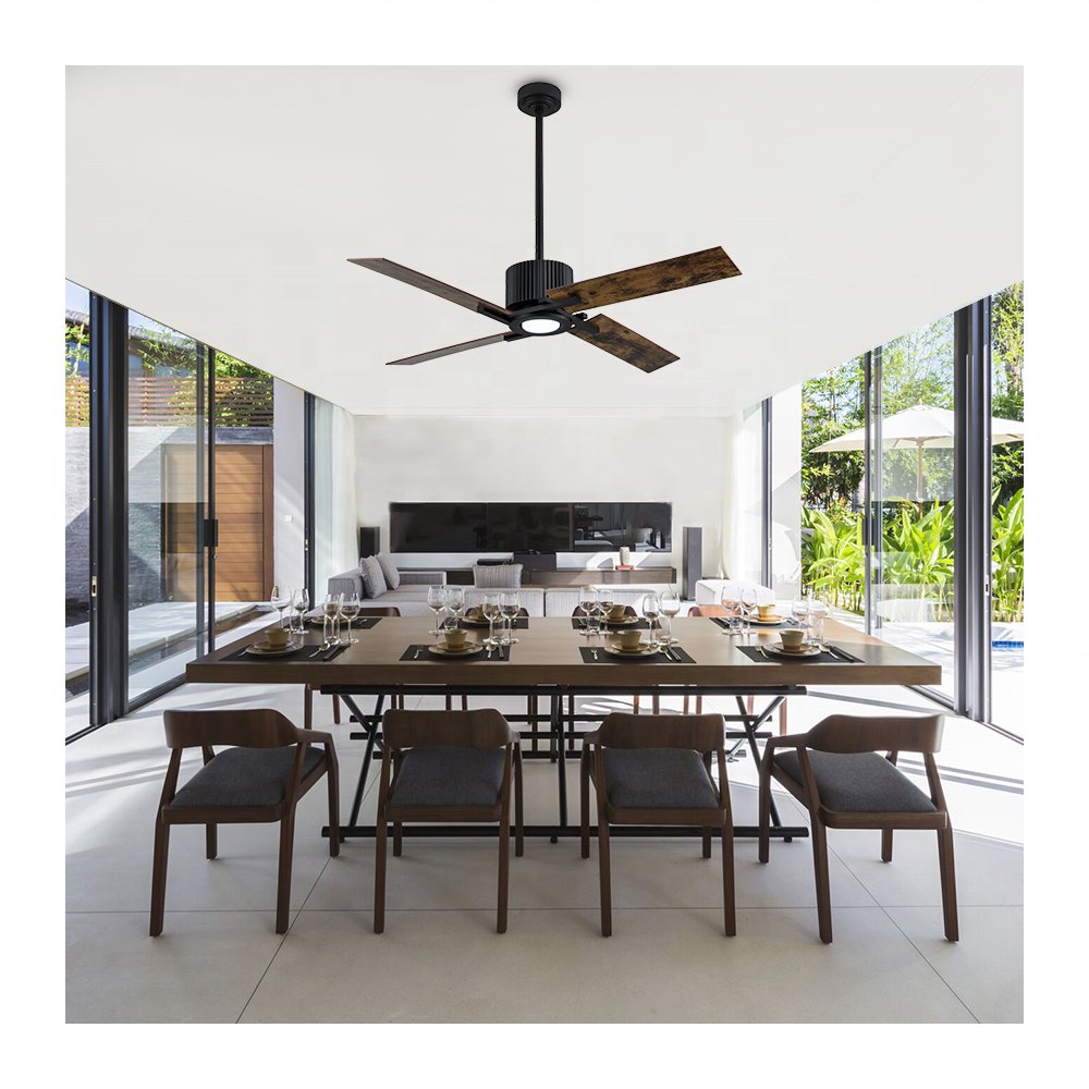 52" ceiling fan with led light and remote control DC home ceiling fan with lamp