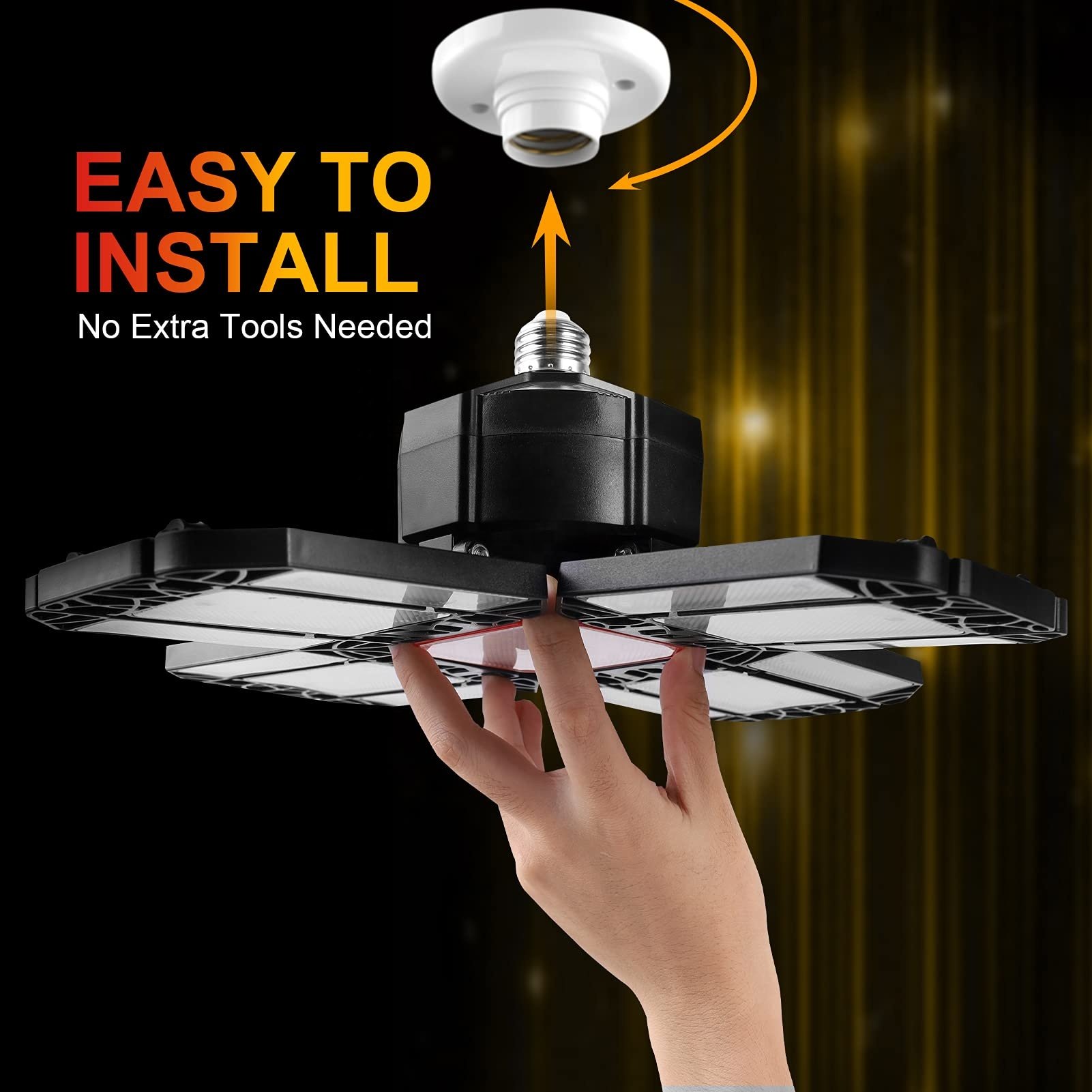 180W 500W Adjustable Panels Industrial Garage Lighting Deformable Ceiling Lamp for Workshop/Warehouse LED linear high bay light