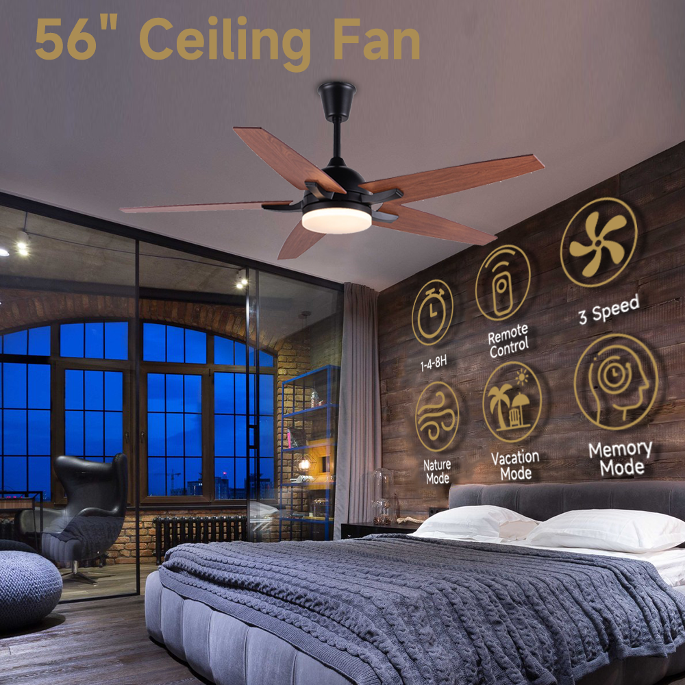 56" Wholesale ceiling fan lamp BLDC Plywood Reversible Silent ceiling fan led