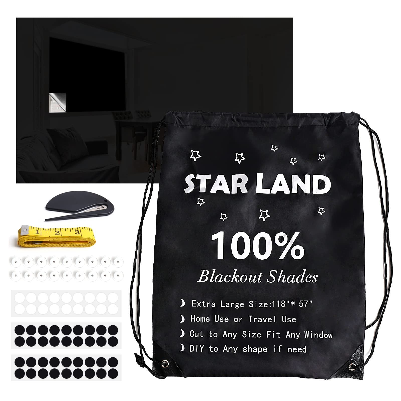 Travel window 100% blackout material temporary Portable blackout curtains blinds for Dormitory or travel