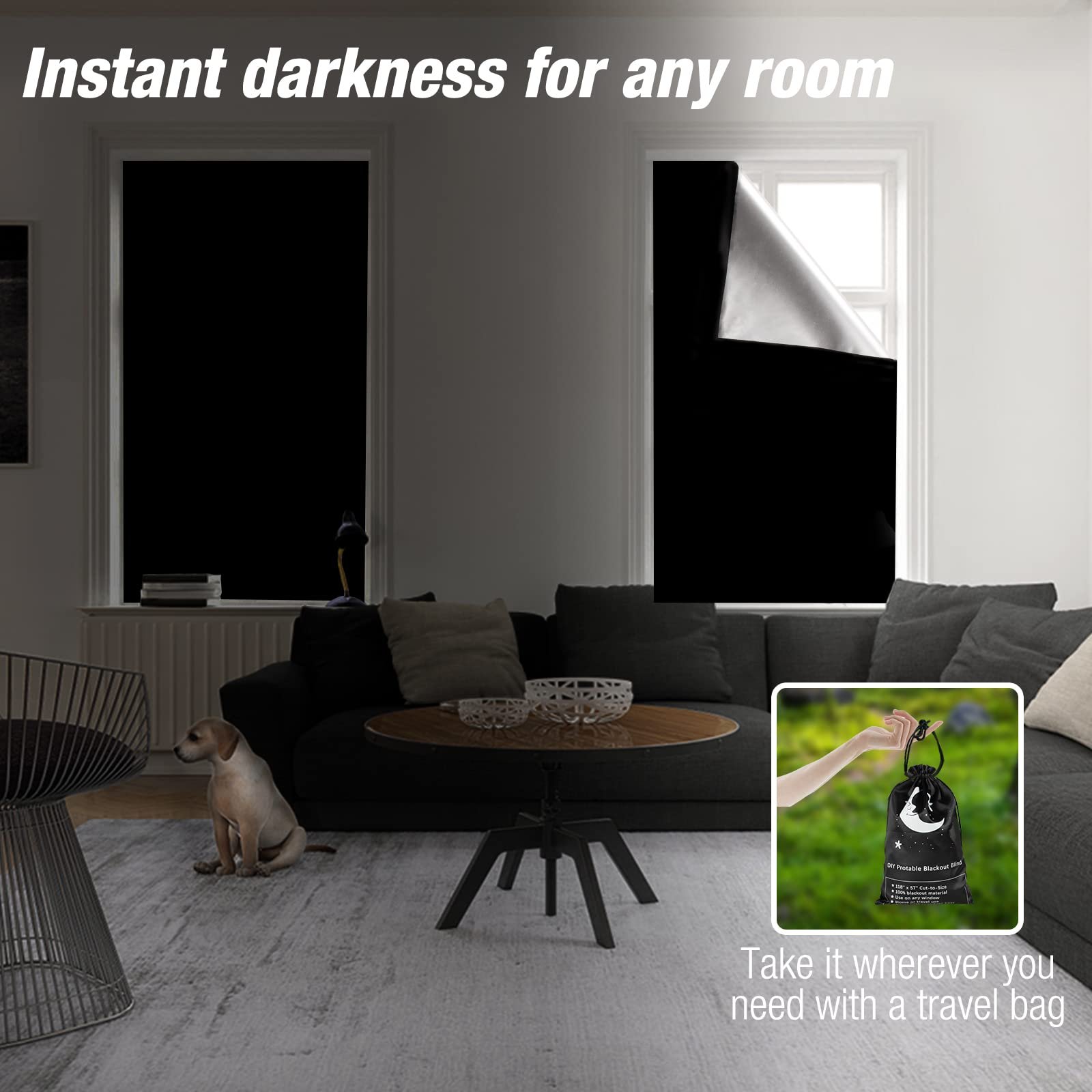Travel window 100% blackout material temporary Portable blackout curtains blinds for Dormitory or travel