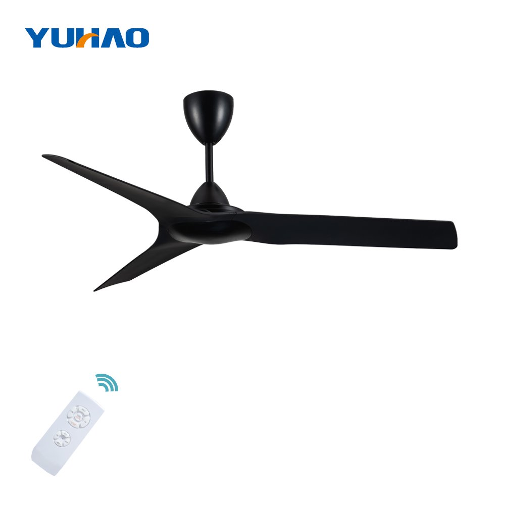 Wholesale ABS remote control industrial outside 3 blades high speed black balcony mounted ceiling fan without light