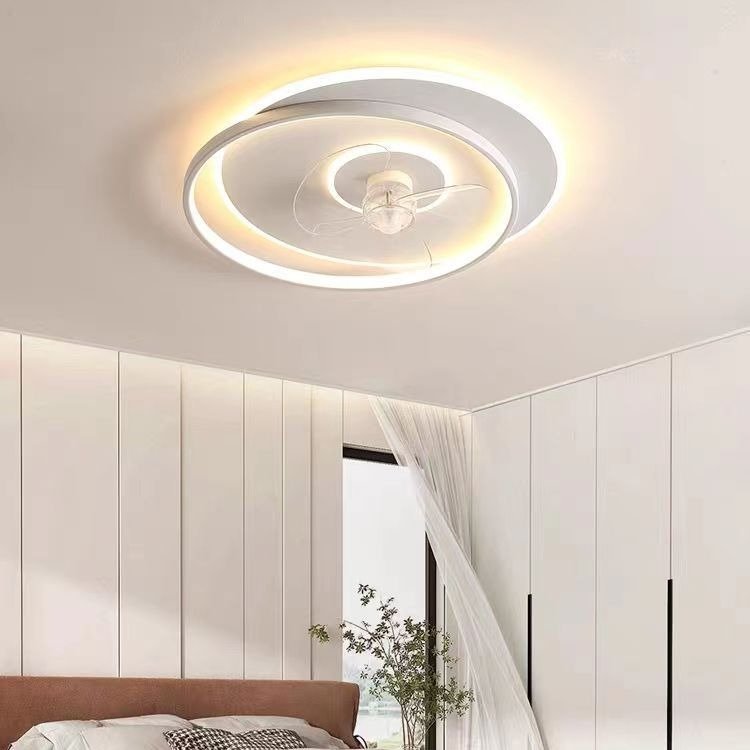 Natural Wind Led Light Bedroom Ceiling Fan Light Simple Metal Modern Minimalist White Acrylic LED Ceiling Fan With Light