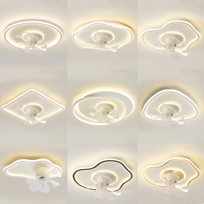 Natural Wind Led Light Bedroom Ceiling Fan Light Simple Metal Modern Minimalist White Acrylic LED Ceiling Fan With Light