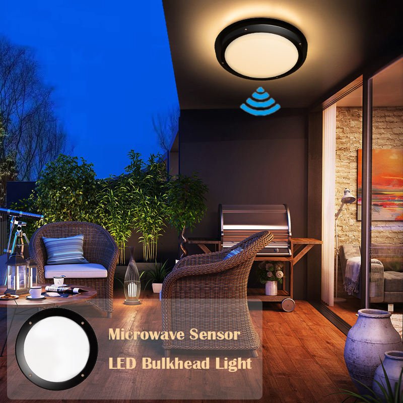 5 Years Warranty China 3 CCT 3 Colors 300mm diameter surface mount Led Bulkhead Ceiling Light With Motion Sensor