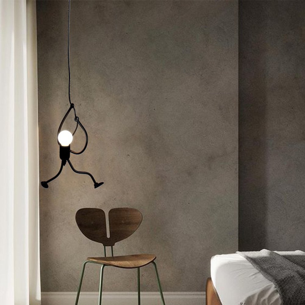 Nordic iron chandelier vintage little man creative restaurant cafe clothing shop lamp bar Modern art chandelier