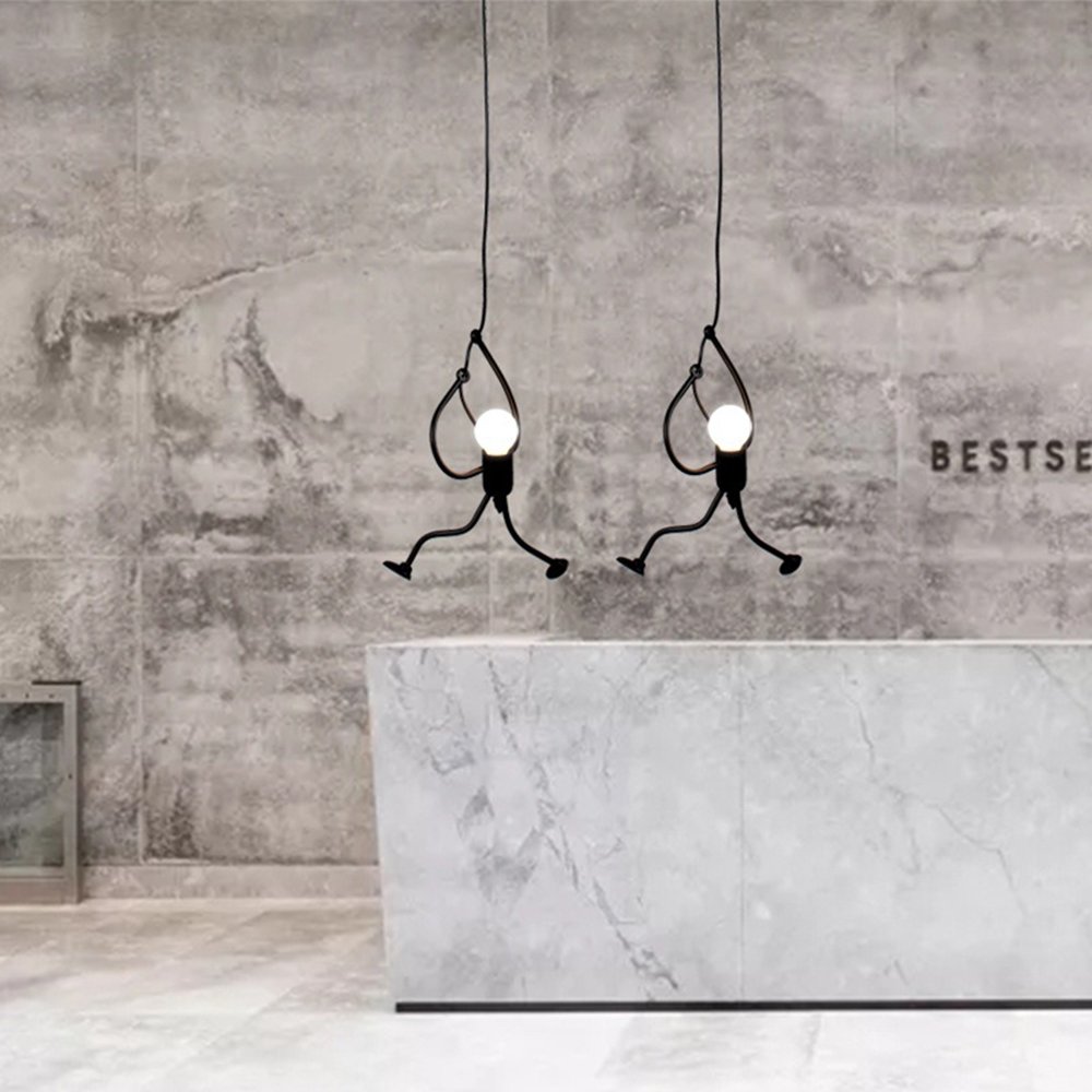 Nordic iron chandelier vintage little man creative restaurant cafe clothing shop lamp bar Modern art chandelier