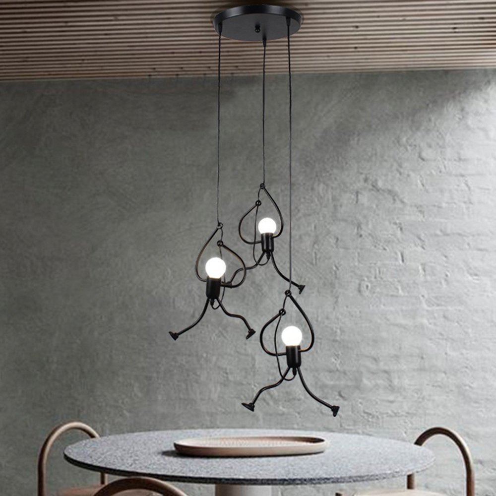 Nordic iron chandelier vintage little man creative restaurant cafe clothing shop lamp bar Modern art chandelier