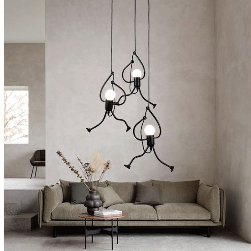 Nordic iron chandelier vintage little man creative restaurant cafe clothing shop lamp bar Modern art chandelier
