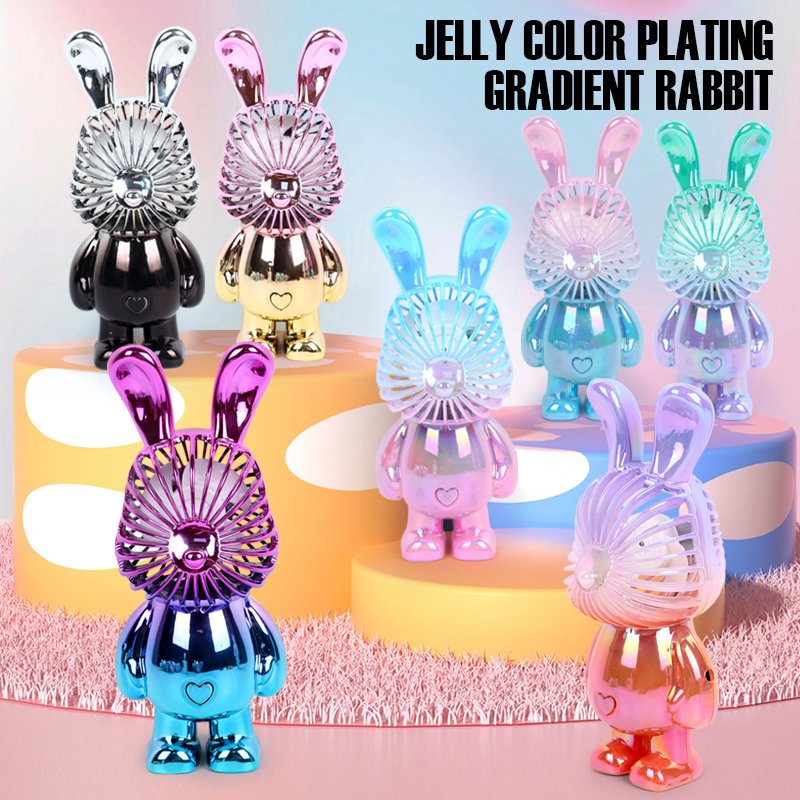 Portable mini electric cooling fan cooler plastic hand held rechargeable standing bear rabbit animal ear neck fans for women