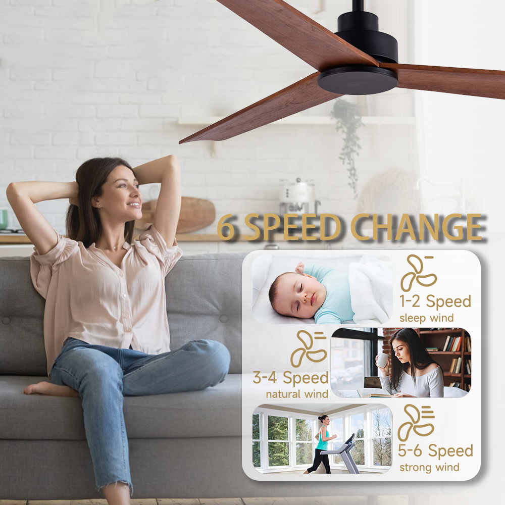 52" wood ceiling fans without light BLDC decorative modern ceiling fan with remote control