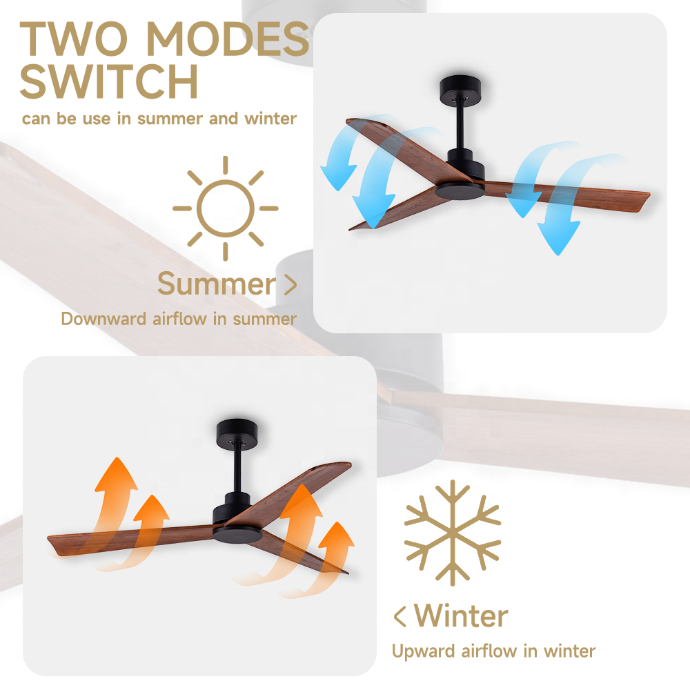 52" wood ceiling fans without light BLDC decorative modern ceiling fan with remote control