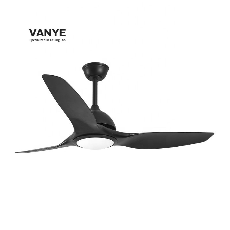 Indoor outdoor garage ABS plastic 3 blades ceiling fan light bldc DC 40w copper motor black 52 inch led ceiling fans with light
