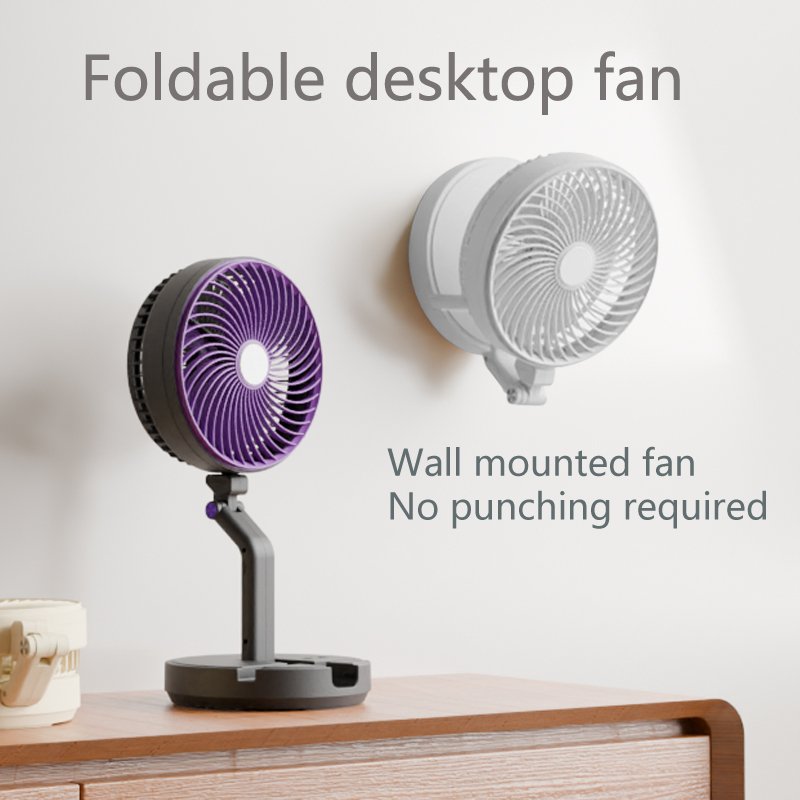 Summer Outdoor Hand Held Fans Mini Usb Wall Hanging 6000Mah Battery Rechargeable Portable Folding Fan With Led Light