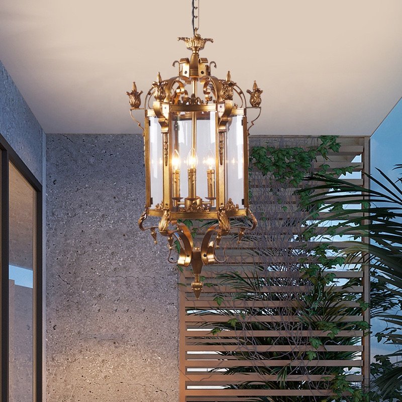 Italian Ancient Roman Gothic Style Iron Art Classical Hotel Restaurant Staircase Villa outdoor chandelier waterproof