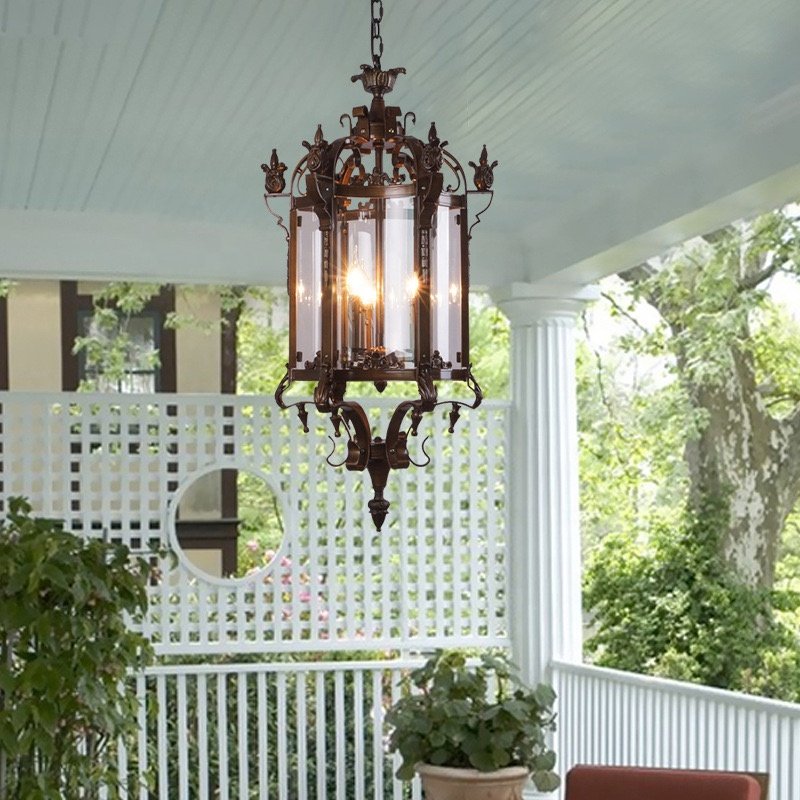 Italian Ancient Roman Gothic Style Iron Art Classical Hotel Restaurant Staircase Villa outdoor chandelier waterproof