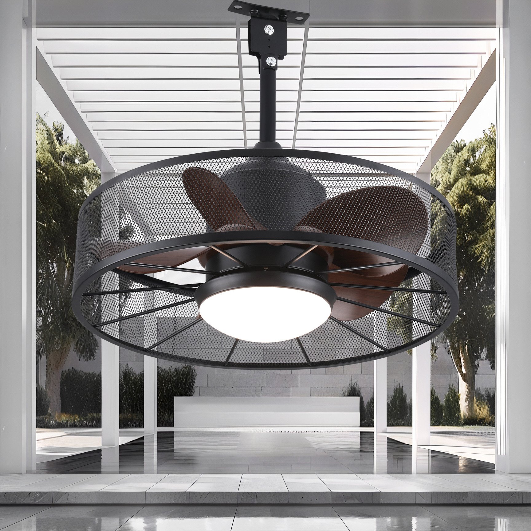 LED Indoor Ceiling Fan with Remote American Style Indoor Fan 3 Speed Adjustable Retro Fans With LED Living Room