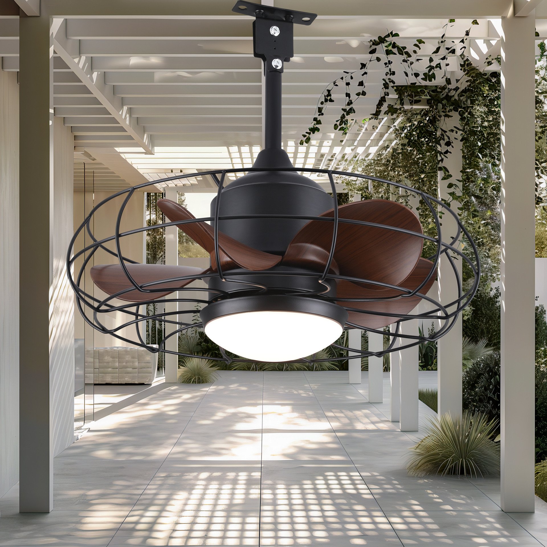 LED Indoor Ceiling Fan with Remote American Style Indoor Fan 3 Speed Adjustable Retro Fans With LED Living Room