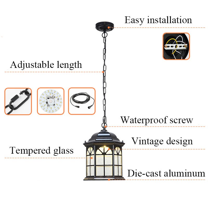 European Style Courtyard Lamp Garden Landscape Lamp With High-end Cast Aluminum hanging outdoor pendant light