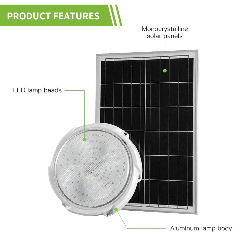 Home new rural indoor and outdoor waterproof 50W 80W 100W 200W 300W super bright home use solar ceiling light