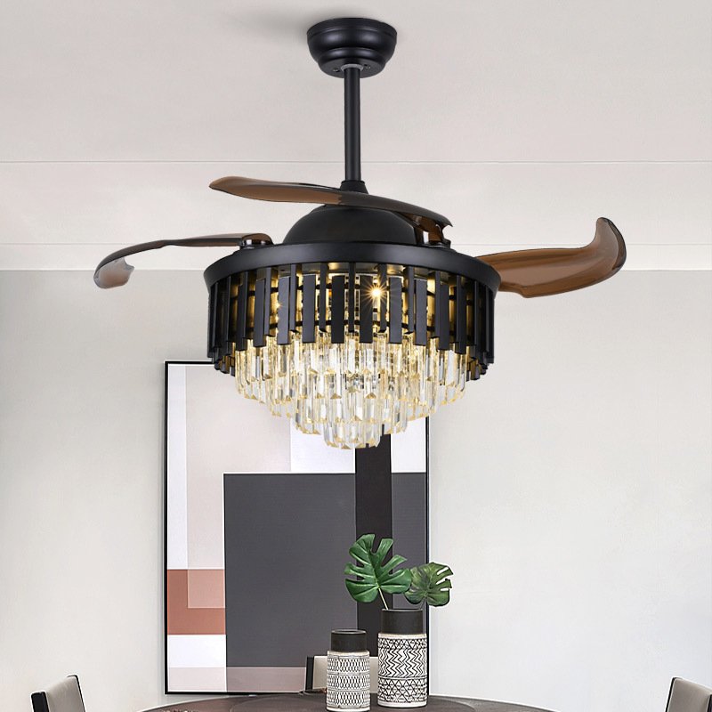 Hot sale Modern style fan lamp crystal pendant lights decorations hotel home fan crystal chandeliers