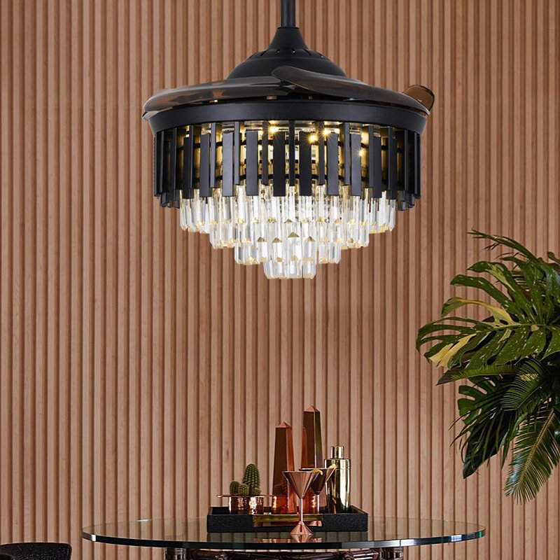 Hot sale Modern style fan lamp crystal pendant lights decorations hotel home fan crystal chandeliers