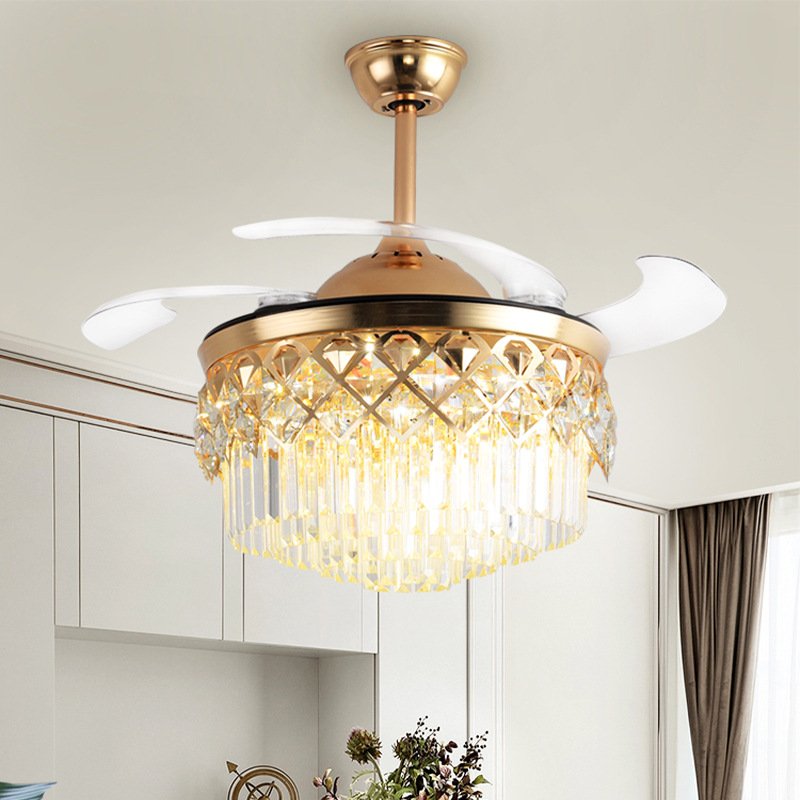 Hot sale Modern style fan lamp crystal pendant lights decorations hotel home fan crystal chandeliers