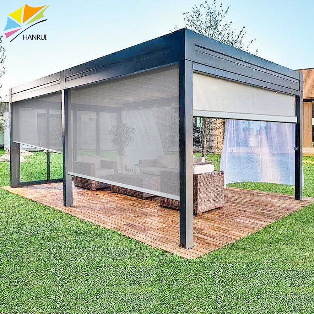 custom vertical wind resistant zip track side screens remote control zip track roller curtains for door/window