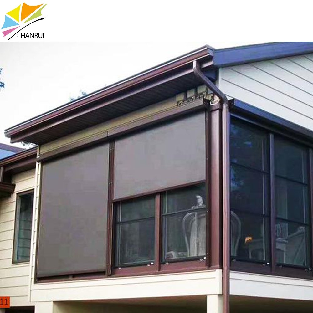 custom vertical wind resistant zip track side screens remote control zip track roller curtains for door/window