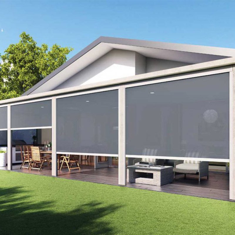 custom vertical wind resistant zip track side screens remote control zip track roller curtains for door/window
