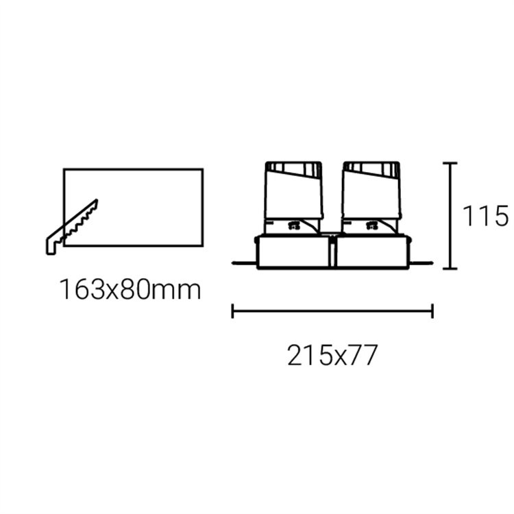 Home Borderless Anti-Glare Spotlight Cri97 Double-Headed Cob Embedded Dimming Ceiling Led Downlight Spotlight