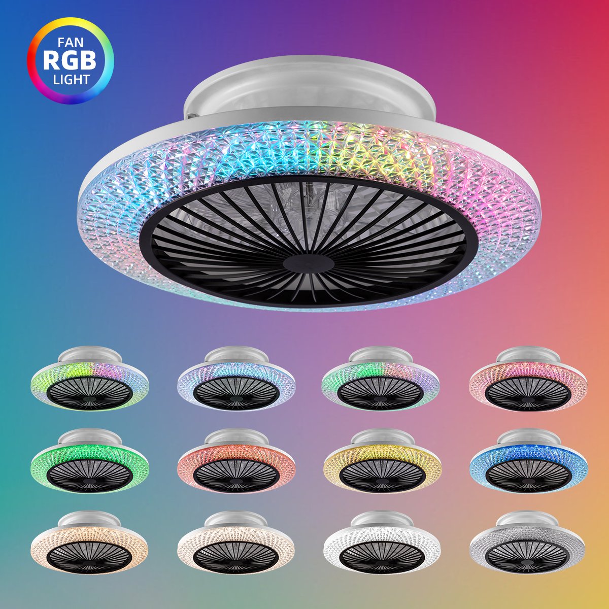 SLYNN Control Fan Controlled Rgb Ceiling Light for Bedroom Dc Smart And Fans Rgb Ceiling Light