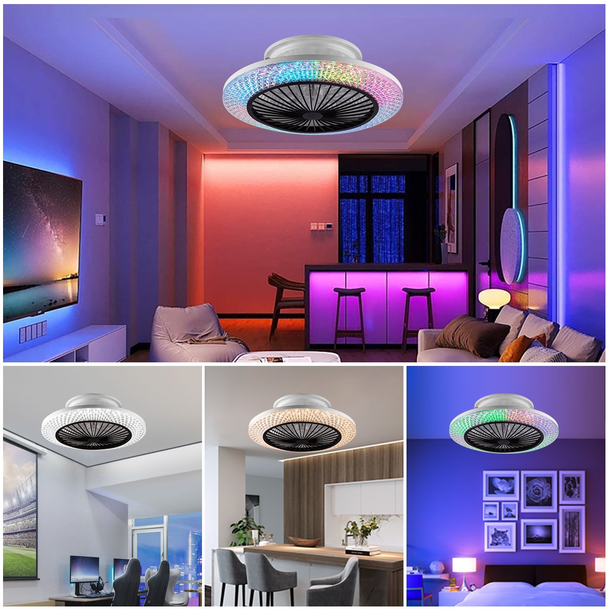 SLYNN Control Fan Controlled Rgb Ceiling Light for Bedroom Dc Smart And Fans Rgb Ceiling Light