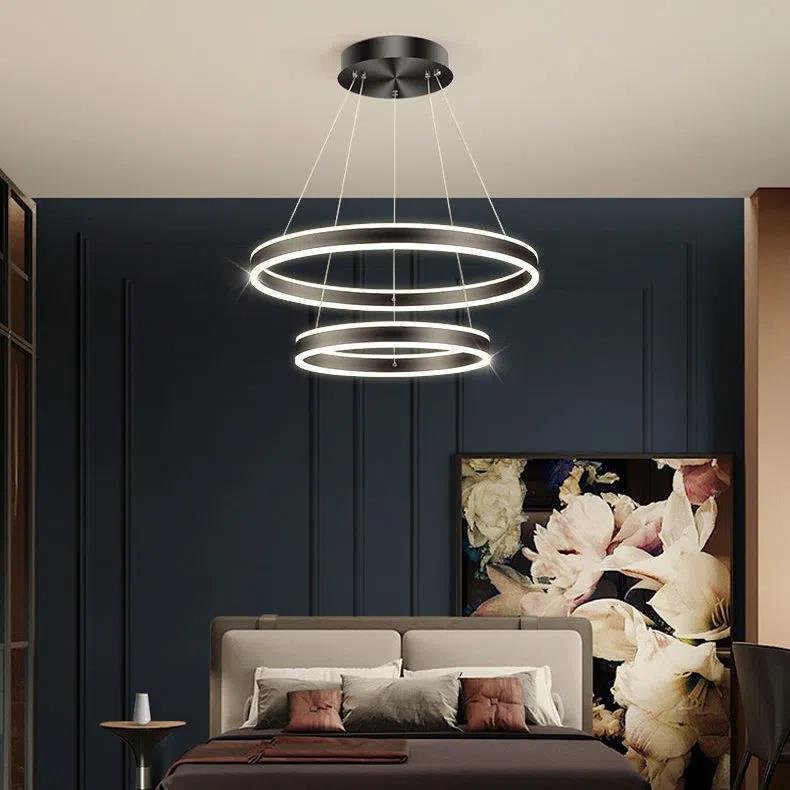 Aluminum Profile Pendant Circular Hanging Led Linear Light Black Custom Lighting For Hotel Modern Chandeliers Luminaire