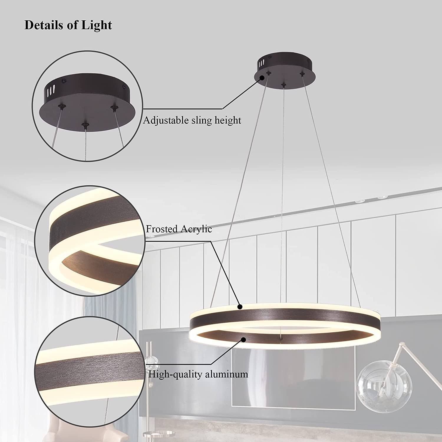Aluminum Profile Pendant Circular Hanging Led Linear Light Black Custom Lighting For Hotel Modern Chandeliers Luminaire
