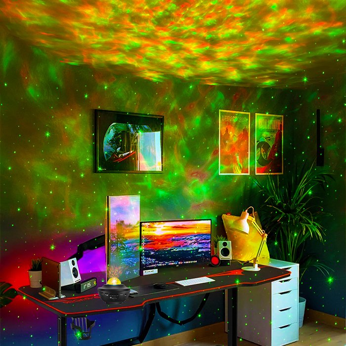 New Fantasy LED Planet Projector Light Starry Sky Projector Music Remote Control Laser Water Pattern Light