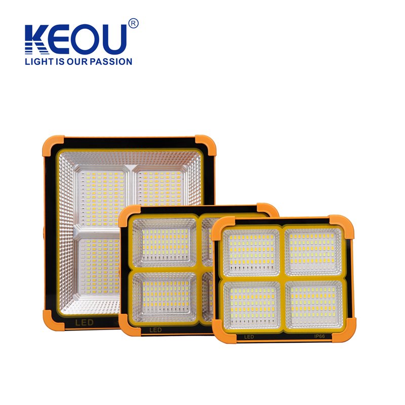 KEOU Rechargeable IP65 60W 100W 200W Portable Charger solar emergency flood light