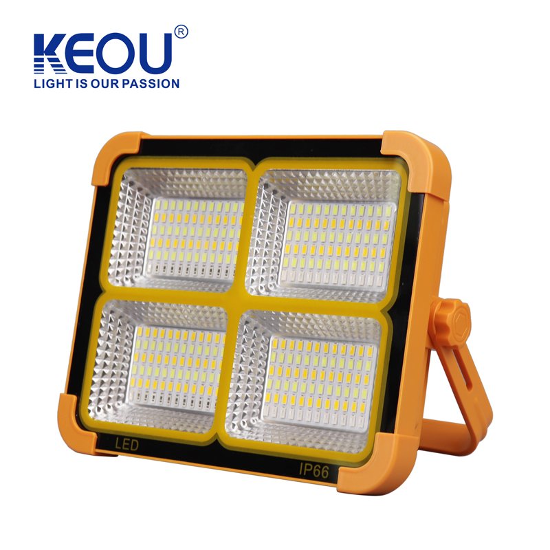 KEOU Rechargeable IP65 60W 100W 200W Portable Charger solar emergency flood light