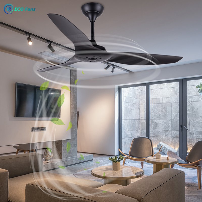 52'' American Style Remote control Plastic Blade Ceiling Fan No Light DC Motor Ceiling Fan Bedroom ECO522320