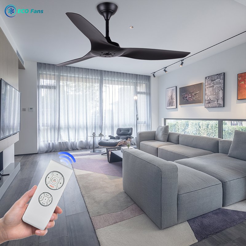 52'' American Style Remote control Plastic Blade Ceiling Fan No Light DC Motor Ceiling Fan Bedroom ECO522320