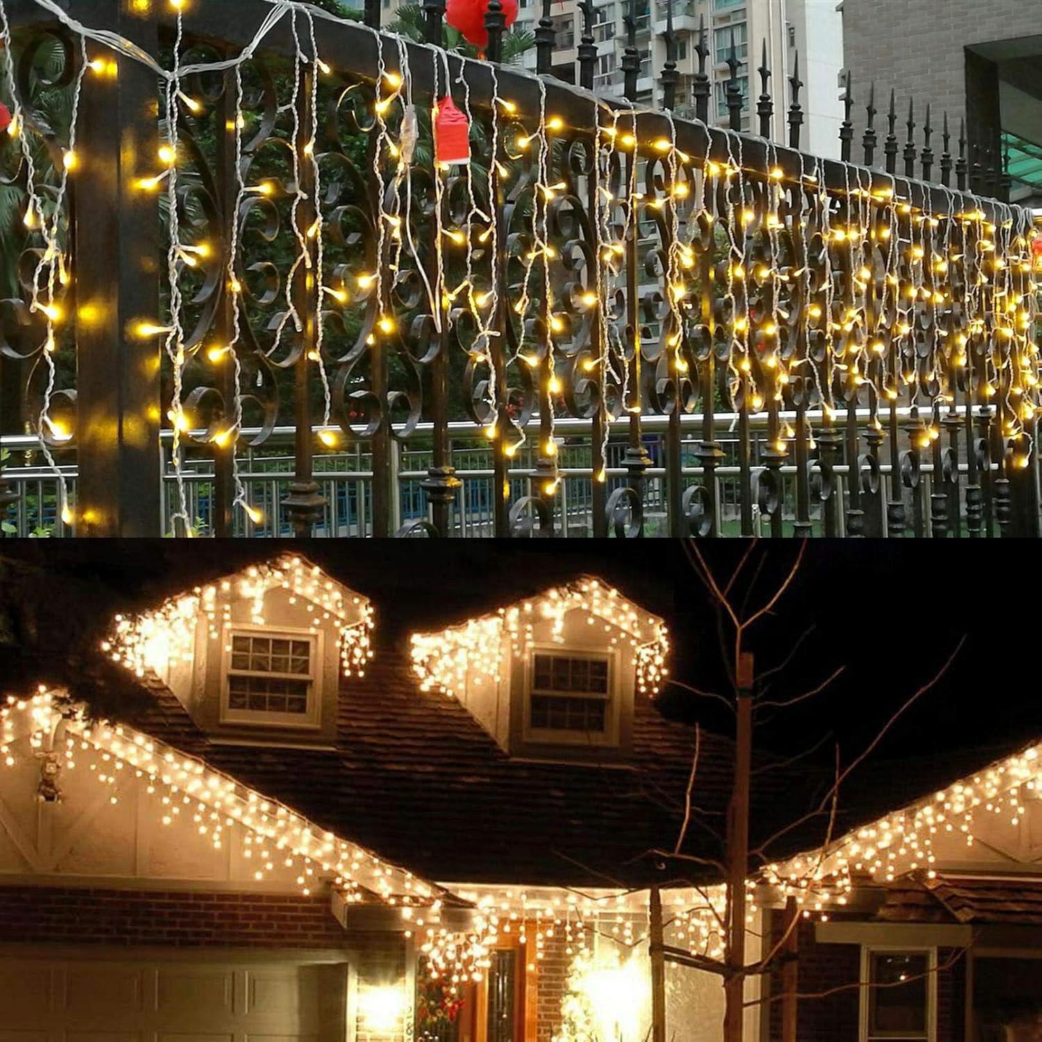 3*1M 120 LEDs Christmas Short Curtain Fairy Light Hanging Ceiling Extendable LED Icicle Lights for Home Garden Wedding Party