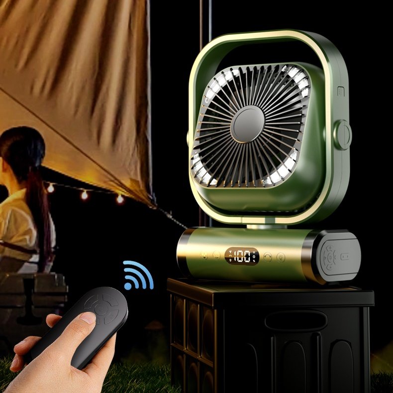 10000mAh Lithium Battery Power Bank Desk Table Fan Camp Outdoor Fan LED Light USB Rechargeable Outdoor Camping Fan