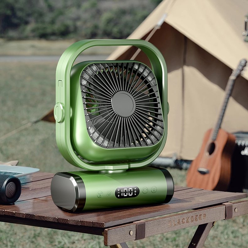 10000mAh Lithium Battery Power Bank Desk Table Fan Camp Outdoor Fan LED Light USB Rechargeable Outdoor Camping Fan