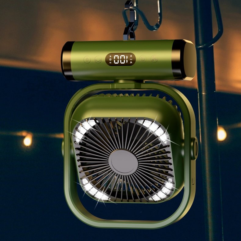 10000mAh Lithium Battery Power Bank Desk Table Fan Camp Outdoor Fan LED Light USB Rechargeable Outdoor Camping Fan