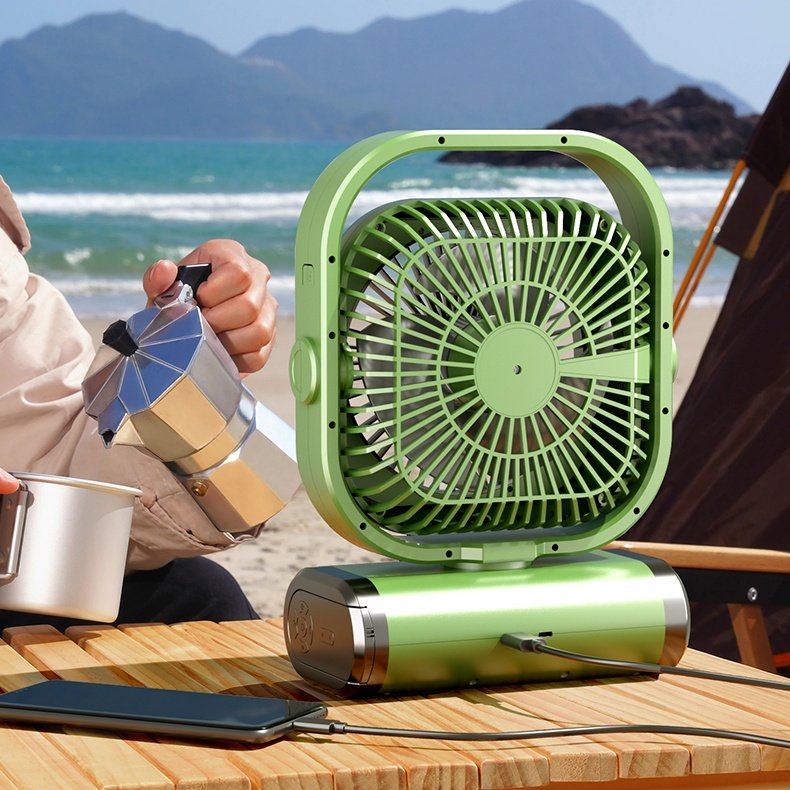 10000mAh Lithium Battery Power Bank Desk Table Fan Camp Outdoor Fan LED Light USB Rechargeable Outdoor Camping Fan