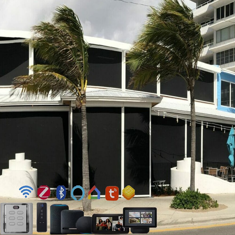 Sun Block Black Out Electric Roller Blinds Zip Track Zipper Shade Motorized Balcony Outdoor Blind Screen