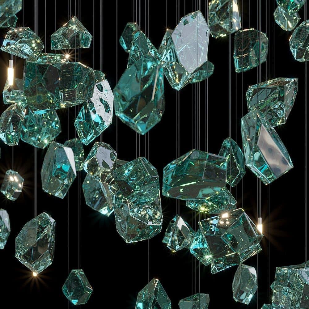Glass art form lighting chandeliers Villa stairs decorated with crystal custom modern Club Bar Hotel Lobby blue LED lights